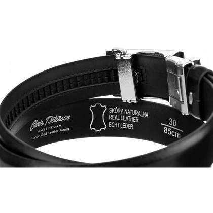 Elegancki pasek męski z klamrą automatyczną - Peterson PTN A005 BLACK 125