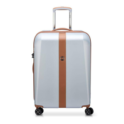 Delsey Promenade Hard średnia srebrna walizka na kółkach 66 cm
