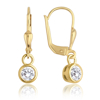 MINET Eleganckie złote kolczyki z białymi cyrkoniami Au 585/1000 1,85g