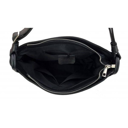 Miękka klasyczna torebka na ramię ,trzy komory ,Włoska skórzana Vera Pelle , Czarna LB394N