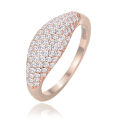 MINET Srebrny Rosegold pierścien kropla z białymi cyrkoniami wielkość 14