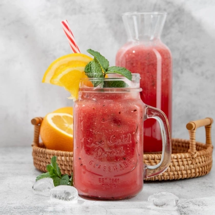 Słoik z zakrętką i słomką 450 ml