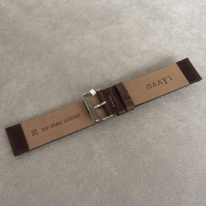 LAVVU Ciemnobrązowy gładki pasek PLAIN z luksusowej skóry Top Grain - 20