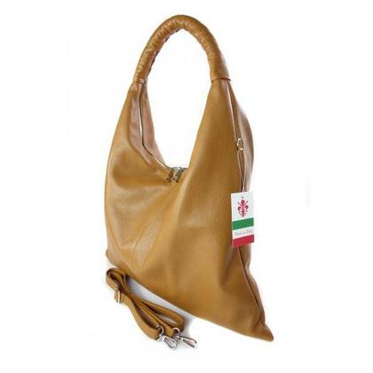 Duży skórzany worek torba XXL Vera Pelle pojemny Camel WX435C