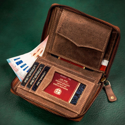 Duzy skorzany portfel meski na zamek