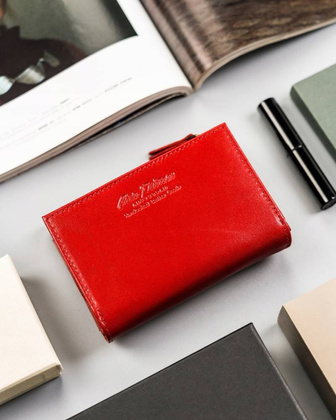 Elegancki portfel damski ze skory naturalnej