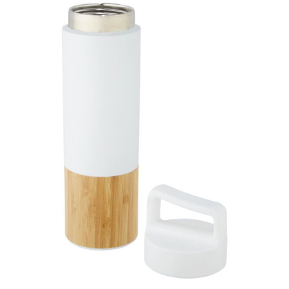 Torne miedziana, izolowana próżniowo butelka ze stali nierdzewnej o pojemności 540 ml z bambusową ścianką zewnętrzną