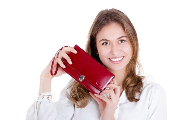 Portfel skórzany damski z rączką KEMER VOOC PPD1 Brązowy