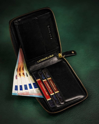 Poziomy portfel męski ze skóry naturalnej