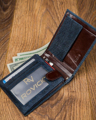 Piękny kolorowy portfel męski skórzany