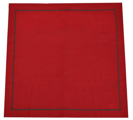Obrus czerwony z zieloną oblamówką 140x270cm