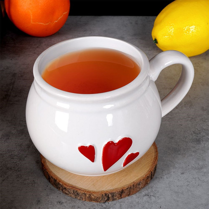 Kubek ceramiczny biały serce 430 ml
