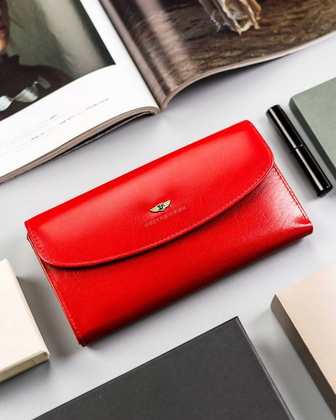 Elegancki duzy portfel damski ze skory naturalnej