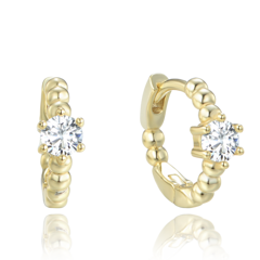 MINET Pozłacane srebrne kolczyki pierścienie z białymi cyrkoniami