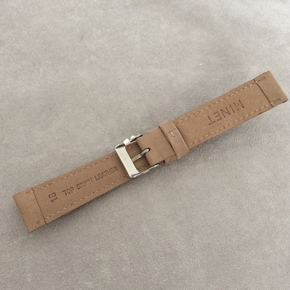 MINET Jasnobrązowy szyty skórzany pasek z miękkiego nubuku - 18