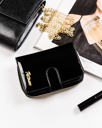 Mały skórzany portfel damski rfid