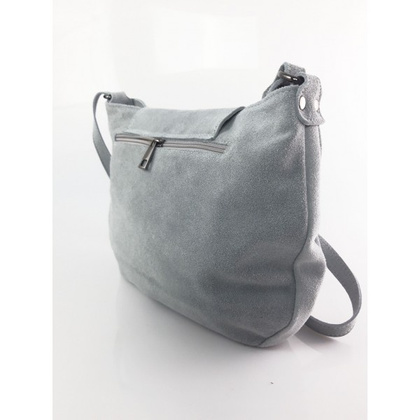 Duża zamszowa listonoszka ,chlebak Vera Pelle ,pojemna przewieszka A5 Szara VPZ55G