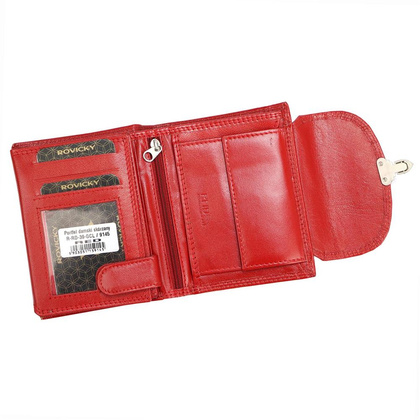 Skórzany portfel damski z ozdobnym zapięciem