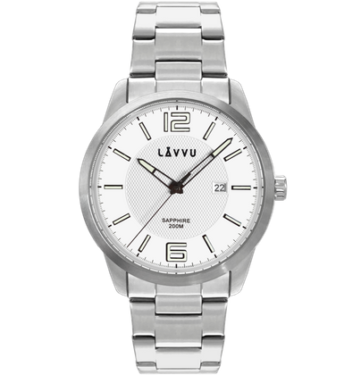 LAVVU 20 ATM Zegarek ze szkłem szafirowym DYKKER Silver