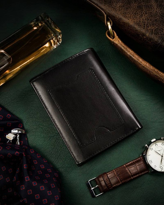 Duzy skorzany portfel meski bez zapiecia