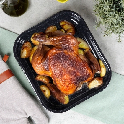 Blacha forma do pieczenia emaliowana 29,5x25,5x4,5 cm