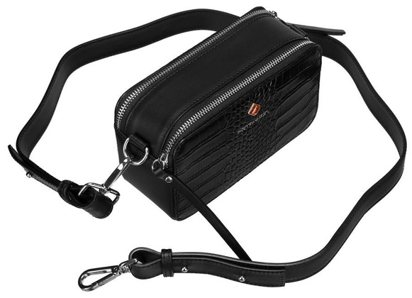 Skórzana listonoszka damska z tłoczeniem na wzór skóry krokodyla