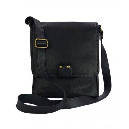 Włoska skórzana listonoszka, raportówka A5 Czarna LP361N