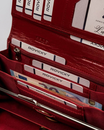 Duży skórzany portfel z systemem rfid protect