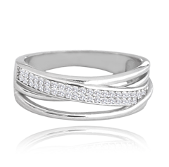 MINET Pierścien srebrny z białymi cyrkoniami wielkość 22