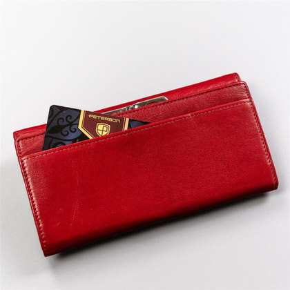 Duzy skorzany portfel damski na bigiel i zatrzask