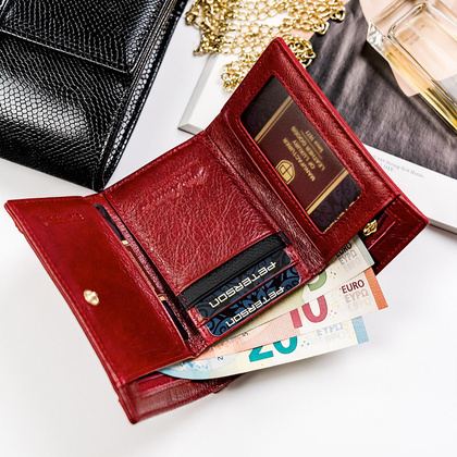 Portfel skórzany Peterson PTN PL-412.01 czerwony + czarny