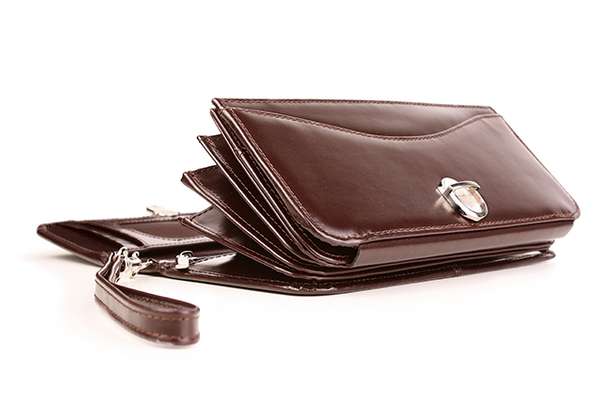 Portfel skórzany damski z rączką KEMER VOOC PPD1 Czarny