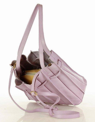 MARCO MAZZINI Plisowana torebka worek na ramię skóra naturalna sacco bag  lila róż - min. zamówienie 20 / 50 / 100 szt.