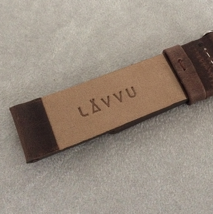 LAVVU Ciemnobrązowy gładki pasek PLAIN z luksusowej skóry Top Grain - 20