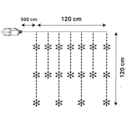 LAMPKI CHOINKOWE KURTYNA ŚWIETLNA 120x120 CM 232LED MULTIKOLOR PŁATKI ŚNIEGU