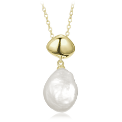 MINET Elegancki pozłacany srebrny naszyjnik z perłą