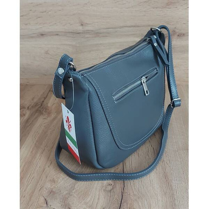 Duża pojemna Włoska skórzana listonoszka A5 Vera Pelle Szara VPLB25G