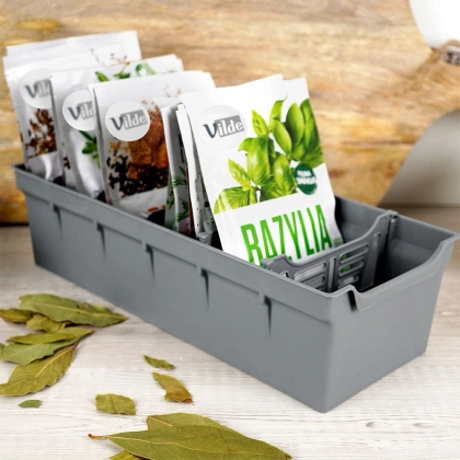 Organizer pojemnik kuchenny na przyprawy torebki dzielony szary