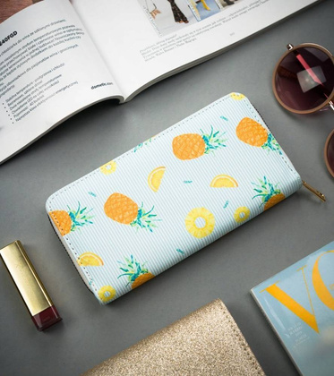 Portfel damski ze skóry eko z printem - cavaldi