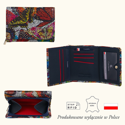 Mały Kolorowy Portfel Damski BajuBaj z Motywem Motyli – Styl i Bezpieczeństwo RFID PD2003cs13