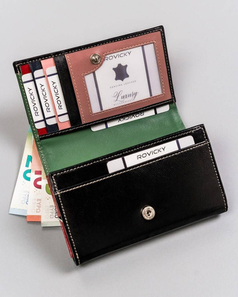 Duży portfel damski z bydlęcej skóry naturalnej