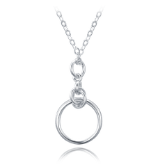 MINET Nowoczesny srebrny naszyjnik pierścionek