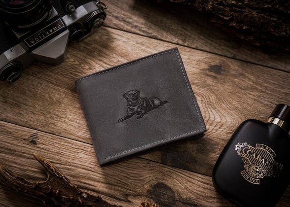 Portfel męski skórzany N992-CHM-DOG-1 Czarny