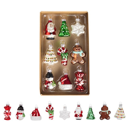 Komplet bombek bożonarodzeniowych szklanych 9 szt. w opakowaniu BSN64