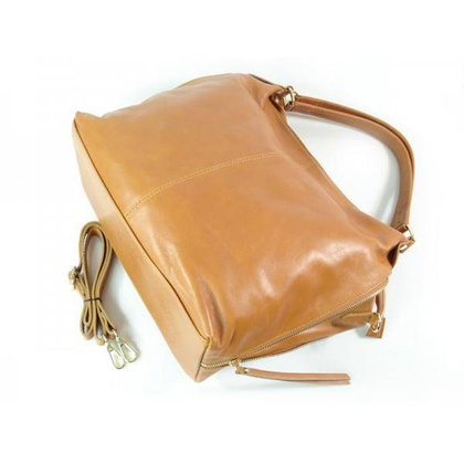 DUŻY PIĘKNY WOREK VERA PELLE POJEMNY ZAMKI A4 WŁOSKA TORBA CAMEL W678C KEMER