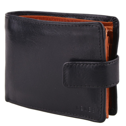 Portfel męski skórzany KEMER 005M/J Czarny / Jasny brąz - min. zamówienie 20 / 50 / 100 szt.