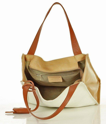 Modny skórzany shopper MAZZINI - Portofino Max multi biały - min. zamówienie 20 / 50 / 100 szt.