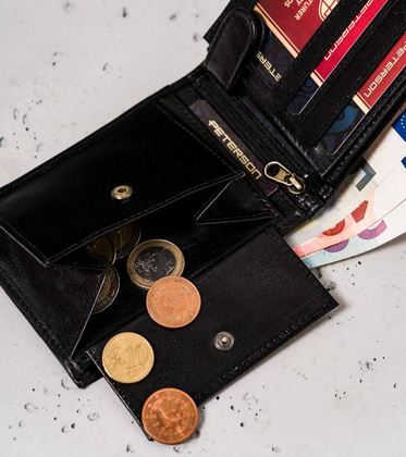 Poziomy portfel męski z kolorową lamówką