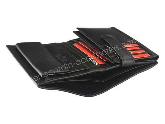 Portfel męski skórzany PIERRE CARDIN TILAK07 330 RFID Czarny / Bordowy