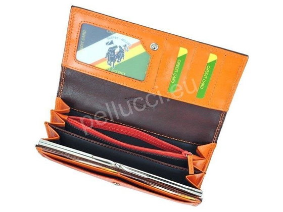 Portfel damski skórzany PELLUCCI Polo Club 8 PL11 Czerwony